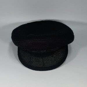 Vintage Greek Fisherman Cap Hat Men Black Greece Dorfman Pacific Size Large